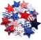 19pc Patriotic Stuffed Star Set - 4" Fabric Tiered Tray Decor for July 4th